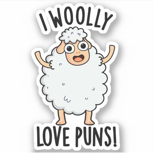 I Wooly Liebe Puns Funny Sheep Puff Aufkleber (Vorderseite)