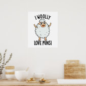 I Wooly Liebe Puns Funny Sheep Puff Poster (Küche)