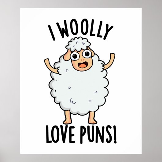 I Wooly Liebe Puns Funny Sheep Puff Poster (Vorne)