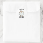 I Wooly Liebe Puns Funny Sheep Puff Runder Aufkleber (Tasche)