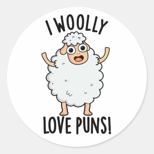 I Wooly Liebe Puns Funny Sheep Puff Runder Aufkleber (Vorderseite)