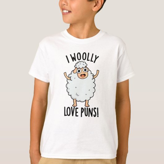 I Wooly Liebe Puns Funny Sheep Puff T-Shirt (Vorderseite)