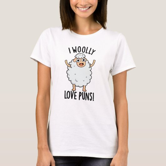 I Wooly Liebe Puns Funny Sheep Puff T-Shirt (Vorderseite)