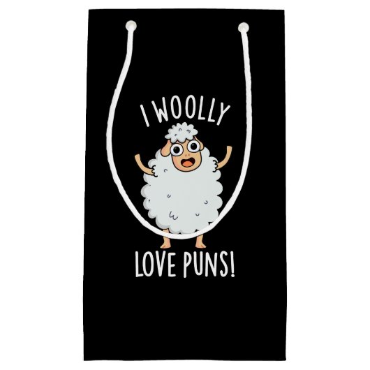 I Wooly Liebe Puns Funny Sheep Pun Dark BG Kleine Geschenktüte (Vorderseite)