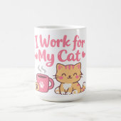 I Work for My Cat – Cute Kawaii Cat Design Kaffeetasse (Mittel)