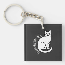 I Work for My Cat – Funny Cat Lover Quote Design Schlüsselanhänger