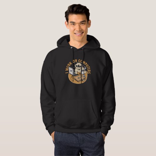 I Work On Computers Feline Coder Software Cat Pro Hoodie (Vorne ganz)