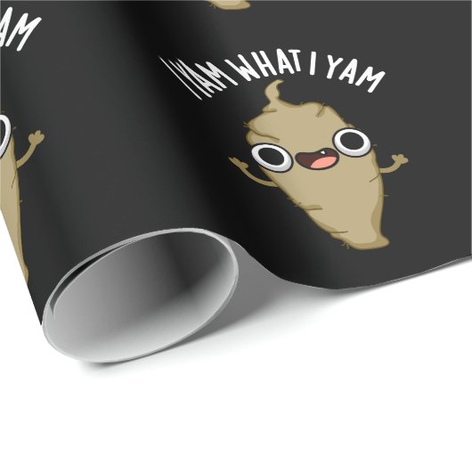 I Yam Was ich Yam Funny Veggie Pun Dark BG Geschenkpapier (Rolleneckpunkt)