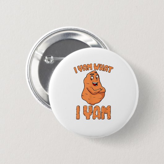 I Yam Was ich Yam Sweet Potato Funny Erntedank Button (Vorne & Hinten)