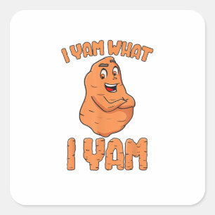 I Yam Was ich Yam Sweet Potato Funny Erntedank Quadratischer Aufkleber