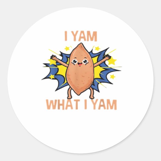 I Yam What I Yam Funny Sweet Potato Erntedank S Runder Aufkleber (Vorderseite)