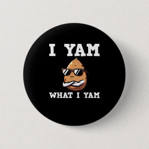 I Yam What I Yam Humour V-Neck Button