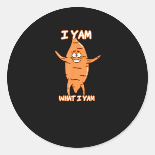I Yam What I Yam Sweet Potato Erntedank Runder Aufkleber (Vorderseite)