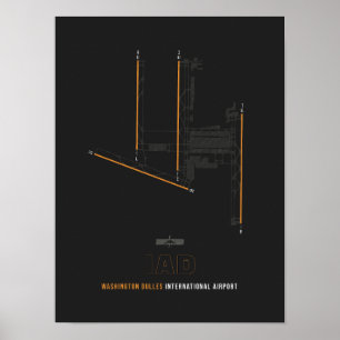 IAD - Washington Dulles Airport Runway Diagramm Ar Poster