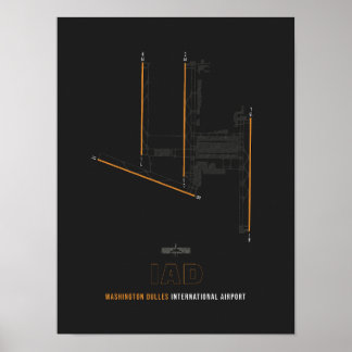IAD - Washington Dulles Airport Runway Diagramm Ar Poster