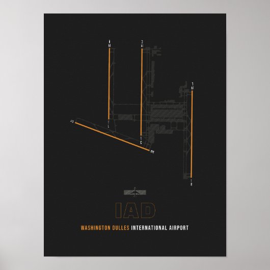 IAD - Washington Dulles Airport Runway Diagramm Ar Poster (Vorne)