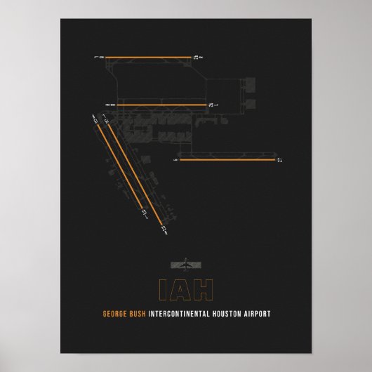 IAH - Houston Airport Runway Diagramm Art Poster (Vorne)