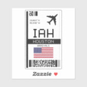 IAH Houston Boarding Pass - Texas Travel Aufkleber (Blatt)