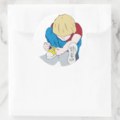 Ian Tying Shoes Runder Aufkleber (Tasche)