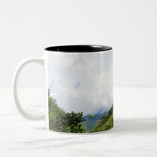iao nadel Staat Denkmal in maui hawaii Zweifarbige Tasse (Links)