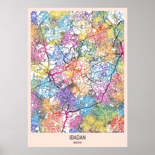 Ibadan Nigeria City Map Poster (Vorne)