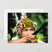 Iban Warrior mit Blasrohr Postkarte (Vorne/Hinten)