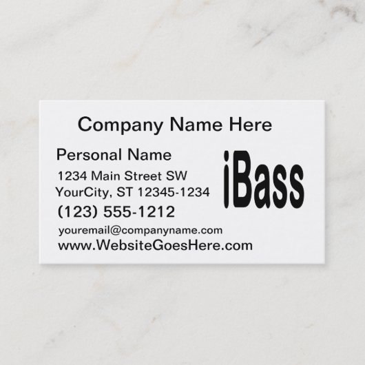 ibass Musikentwurfsschwarztext Visitenkarte (Vorderseite)