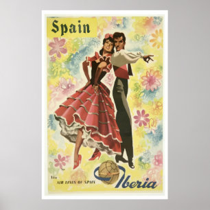 Iberia-Fluggesellschaft von Spanien Vintage-Reisep Poster