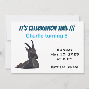 Ibex Goat Animal Art Kindergeburtstag Einladung
