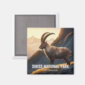 Ibex im Schweizer Nationalpark Schweiz Magnet (Vorderseite/Rückseite)