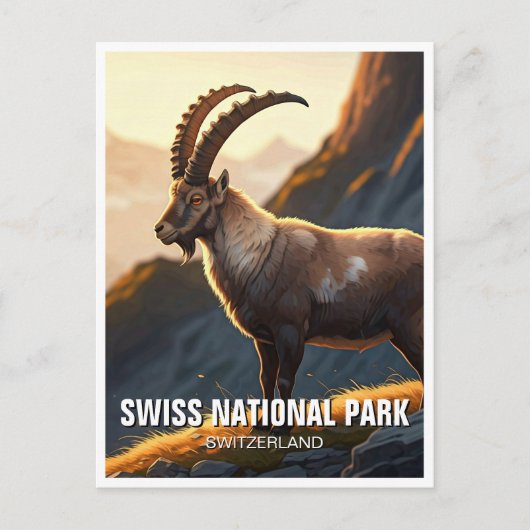 Ibex im Schweizer Nationalpark Schweiz Postkarte (Vorderseite)
