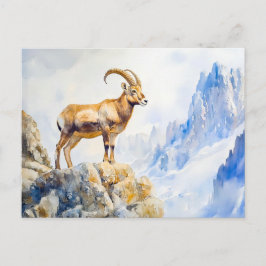 Ibex in den Alpen Aquarellmalerei Postkarte