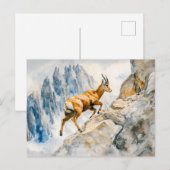 Ibex in den Alpen Aquarellmalerei Postkarte (Vorne/Hinten)