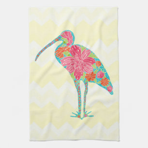 Ibis Bird und Hübsche Blume Florals Geschirrtuch