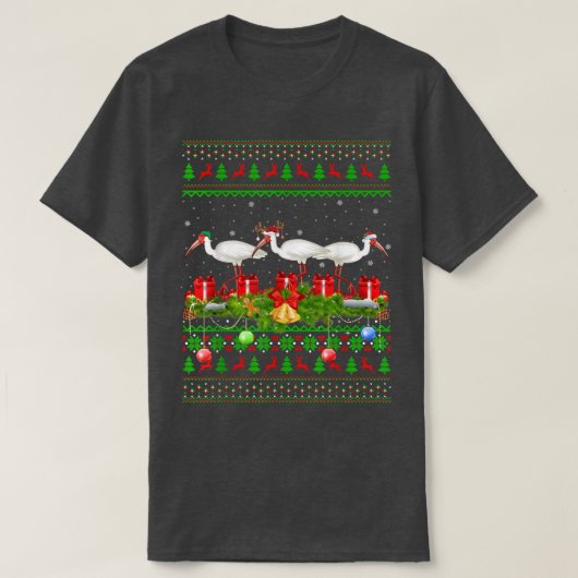 Ibis Birds Lover Xmas Lighting Santa Ugly Ibis Chr T-Shirt (Design vorne)
