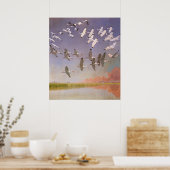 Ibis-Fliegen über Feuchtgebiete, Vintage Vögel Poster (Küche)