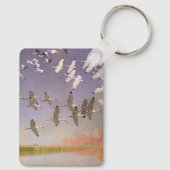Ibis-Fliegen über Feuchtgebiete, Vintage Vögel Schlüsselanhänger (Rückseite)