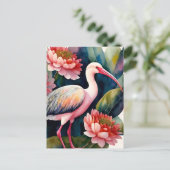 Ibis Floral Watercolor Art Postkarte (Stehend Vorderseite)