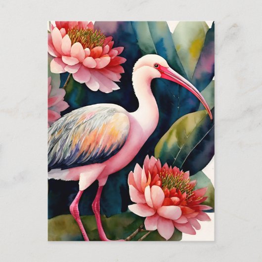 Ibis Floral Watercolor Art Postkarte (Vorderseite)
