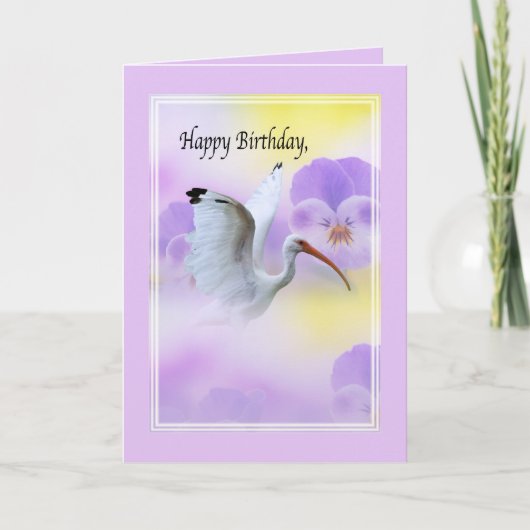 Ibis mit Blume Geburtskarte Karte (Vorderseite)