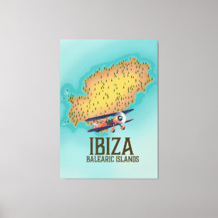 Ibiza Balearen Karte Poster Leinwanddruck