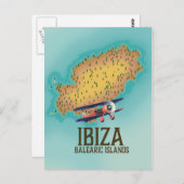 Ibiza Baleareninseln Kartenplakat Postkarte (Vorne/Hinten)