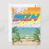 Ibiza Beach Party Reiseplakat Postkarte (Vorne/Hinten)