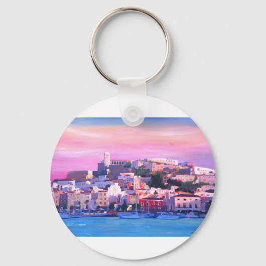 Ibiza Eivissa Altstadt und Hafen Pearl Schlüsselanhänger (Vorderseite)