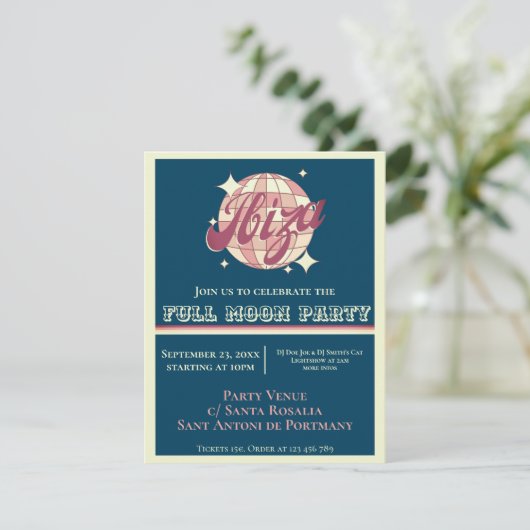 Ibiza eivissa Party fiesta Digitale Einladung (Stehend Vorderseite)