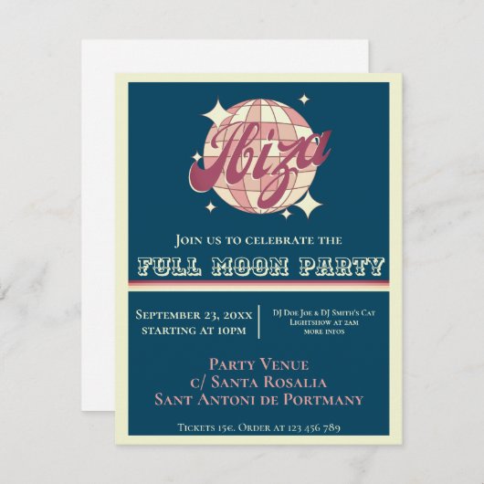 Ibiza eivissa Party fiesta Digitale Einladung (Vorne/Hinten)