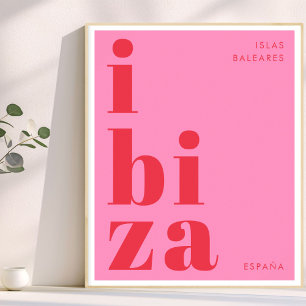 Ibiza España Moderne Typografie rosa Poster