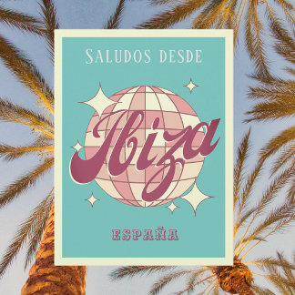Ibiza España Retro Vintages Party Postkarte