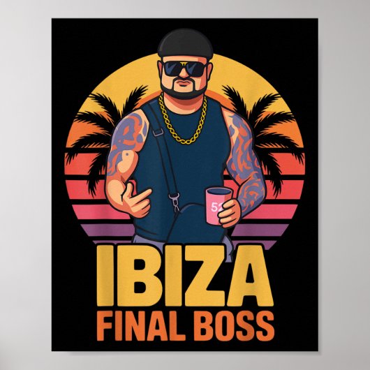 Ibiza Final Boss Meme Club Vintag Poster (Vorne)