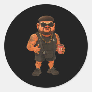 Ibiza Final Boss Meme Funny Holiday Haircut Jokes Runder Aufkleber